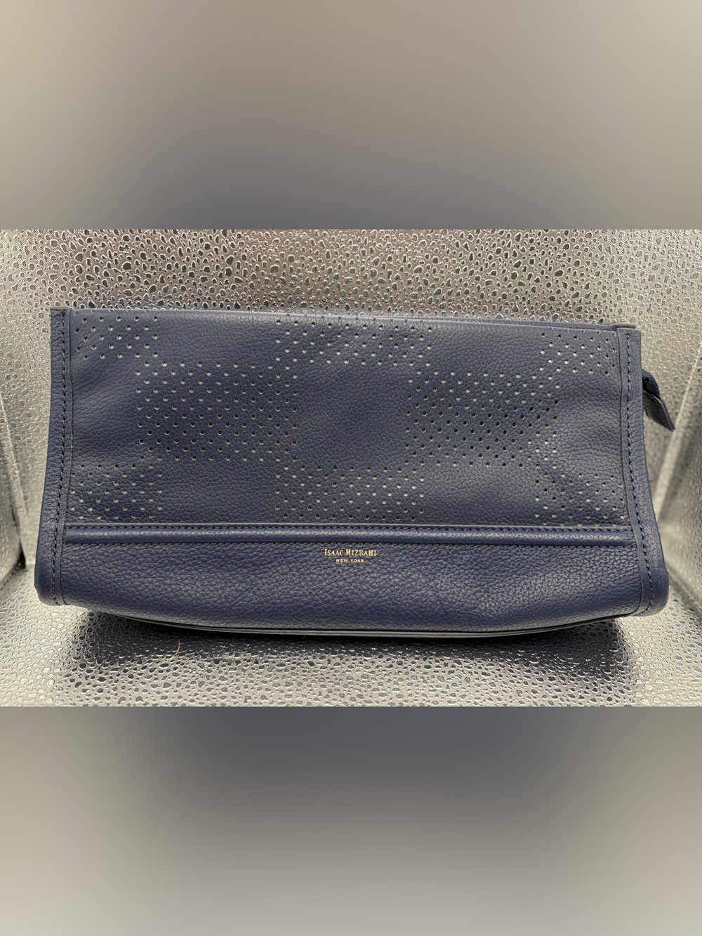 Isaac Mizrahi Blue Clutch Leather Handbag